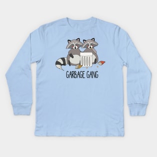 Garbage Gang, Funny Cute Raccoon Friends Kids Long Sleeve T-Shirt